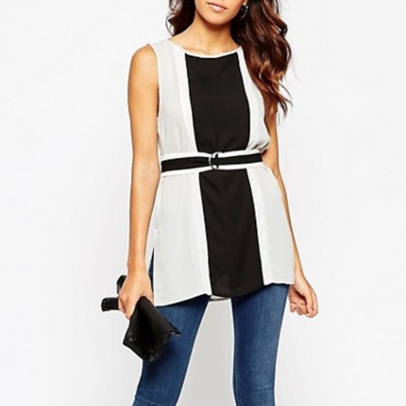 ❤️[3/$35] ASOS Colourblock Sleeveless Belted Tunic - Picture 1 of 7